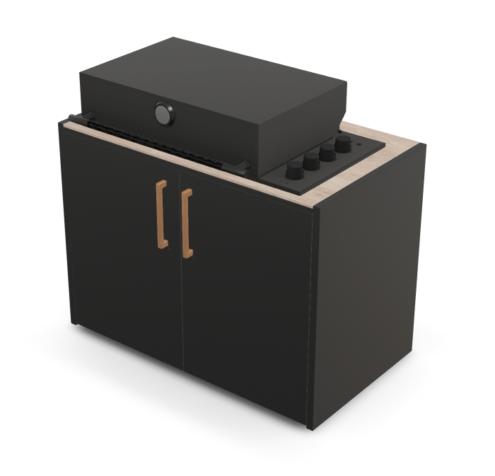 Brabura Box-Q 4 fuegos negro | Último modelo en acero inoxidable