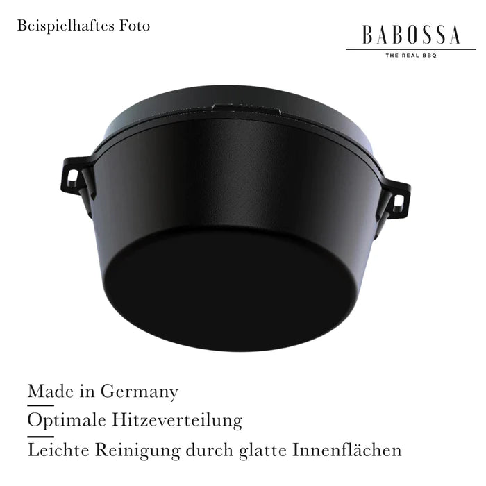 Babossa 9-delige innovatieve gietijzeren pot | SET dekselheffer & kruis | Dutch Oven | Made In Germany