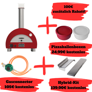 Alfa Forni Moderno 1 Pizze Bundle, Gas/Hybrid, Rosso