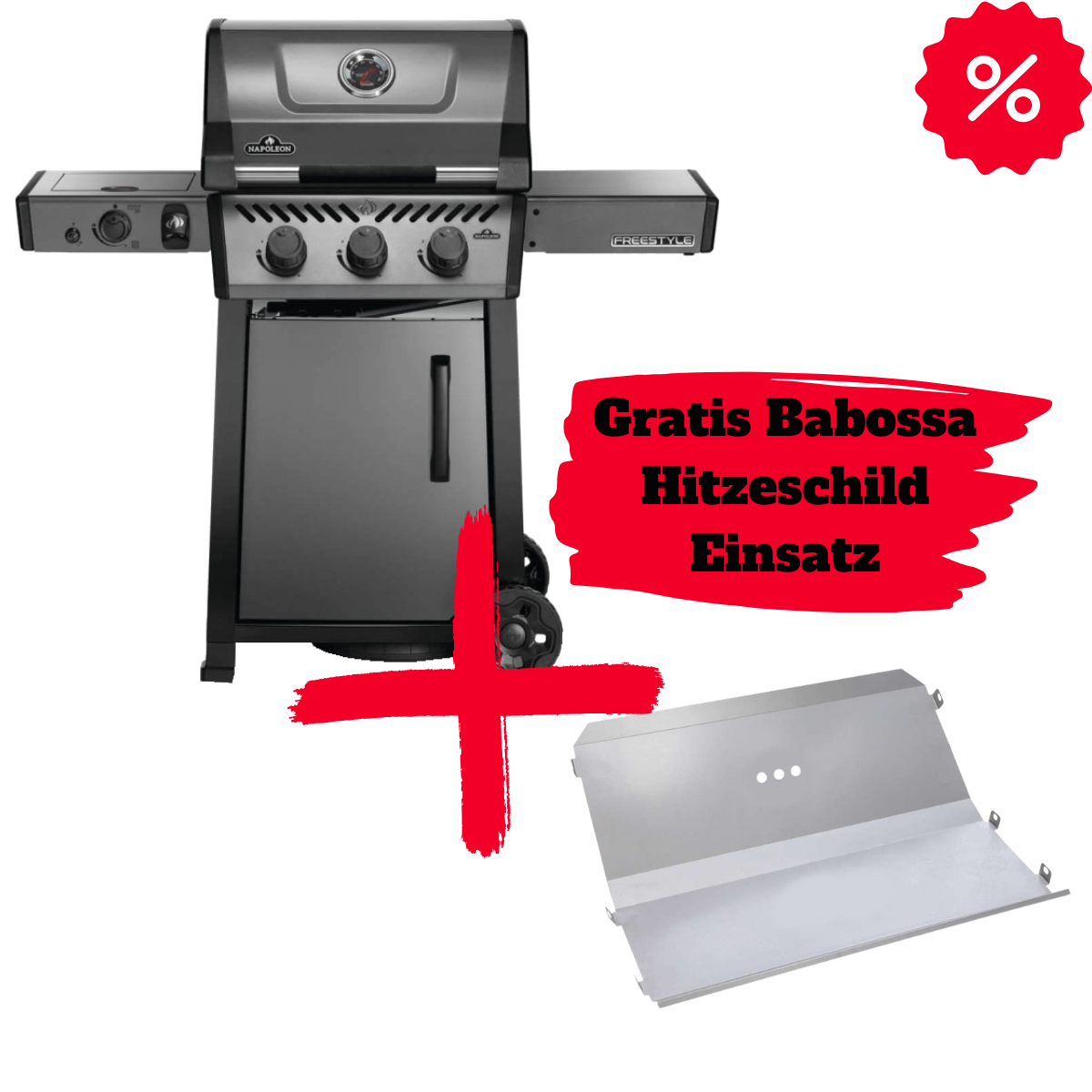 Napoleon Freestyle 365, with sizzle zone, 3 main burners incl. FREE Babossa heat shield