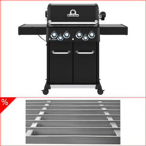 Broil King Baron 490 IR Shadow incl. asador giratorio, quemador lateral de infrarrojos y parrilla de acero inoxidable fundido