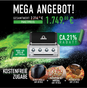 Broil King Regal 420 Built-In Bundle incl. tapa, piedra para pizza y cortador de pizza