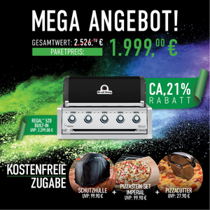 Broil King Regal 520 Built-In Bundle incl. tapa, piedra para pizza y cortador de pizza
