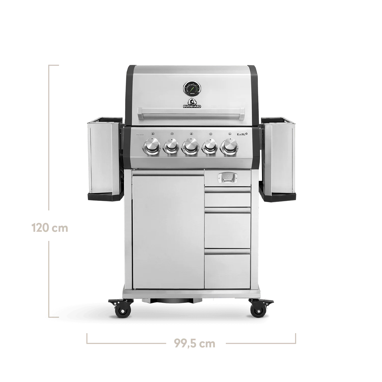 Burnhard EARL Premium-Gasgrill 3-Brenner Edelstahl mit Gusseisenrost