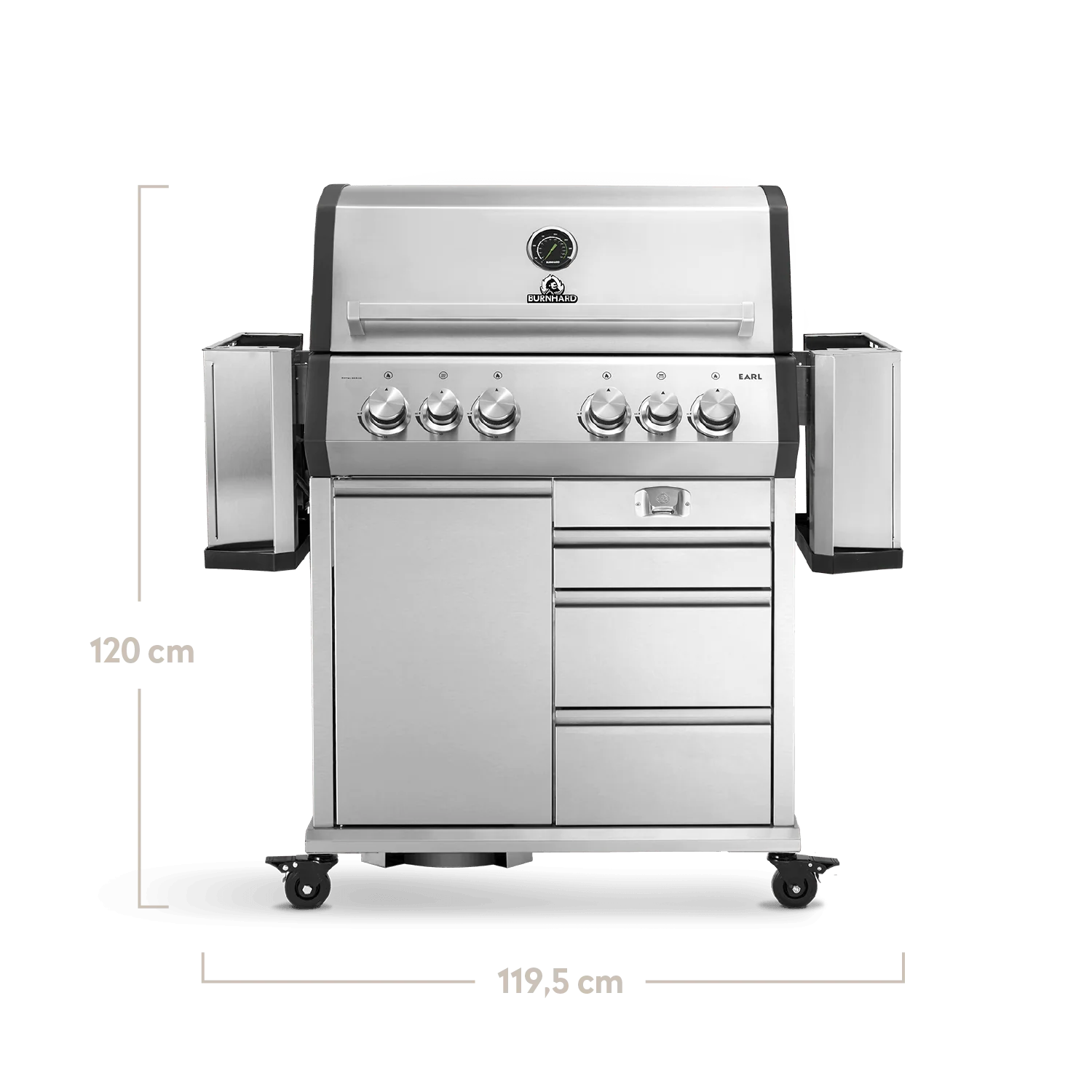 Burnhard Big EARL Premium-Gasgrill 4-Brenner Edelstahl mit Gusseisenrost
