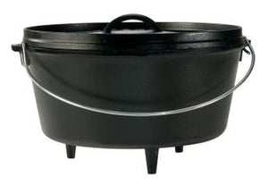 Horno holandés Lodge Camp de 12 pulgadas (profundo), olla con 3 pies, incl. tapa, aprox. 30,48 cm Ø