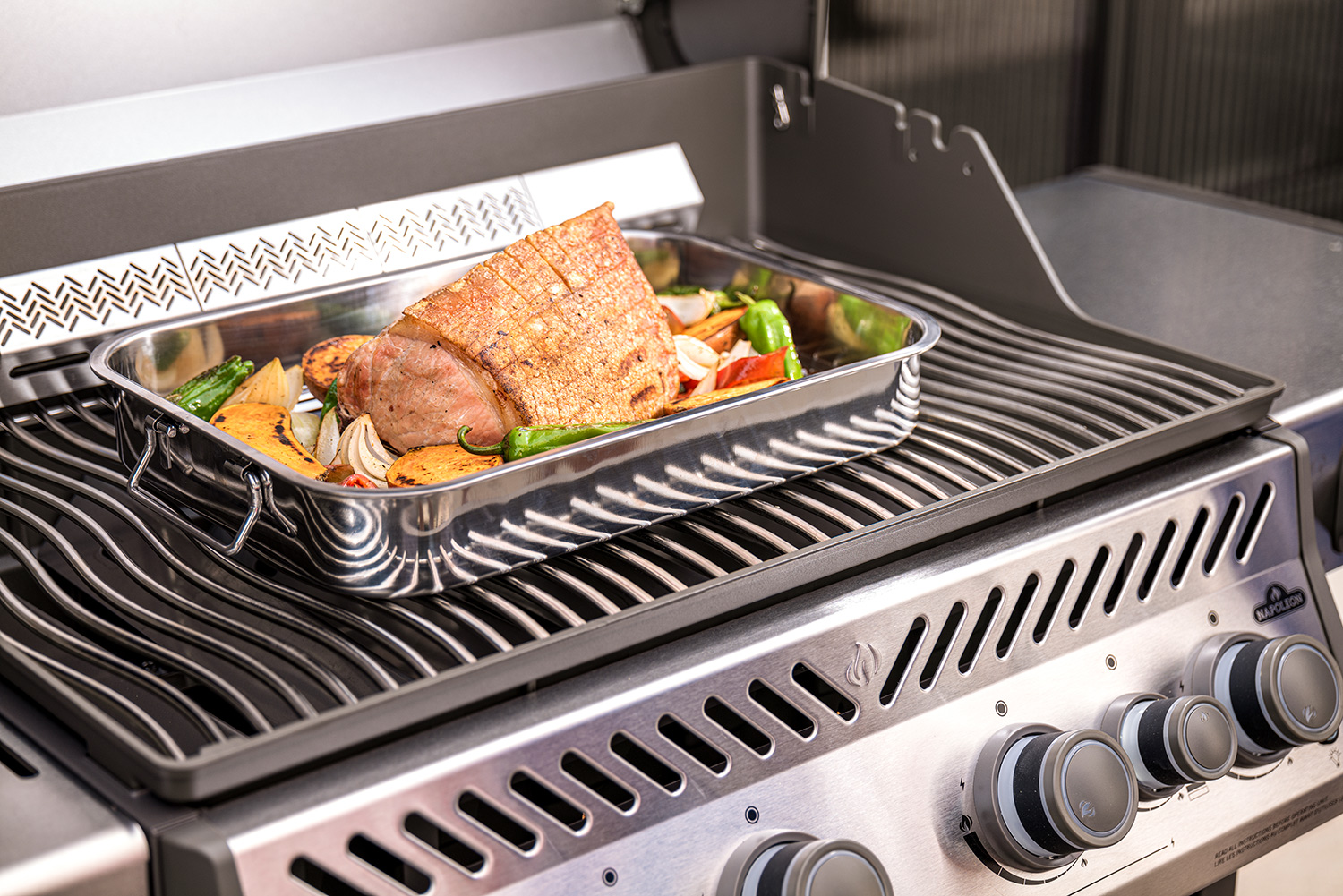 Plat à rôtir Napoleon en acier inoxydable avec grille