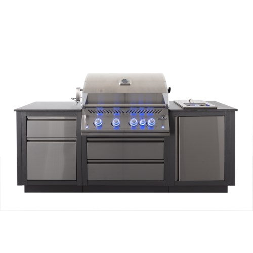 Napoleon OASIS™ 105 Outdoor-Küche, Propangas-Einbaugrill Prestige® 500 mit SIZZLE ZONE™ Seitenbrenner, Edelstahl