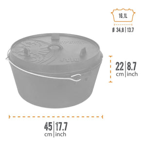 technische Daten zum Feuertopf ft18-t ohne Füße von Petromax
