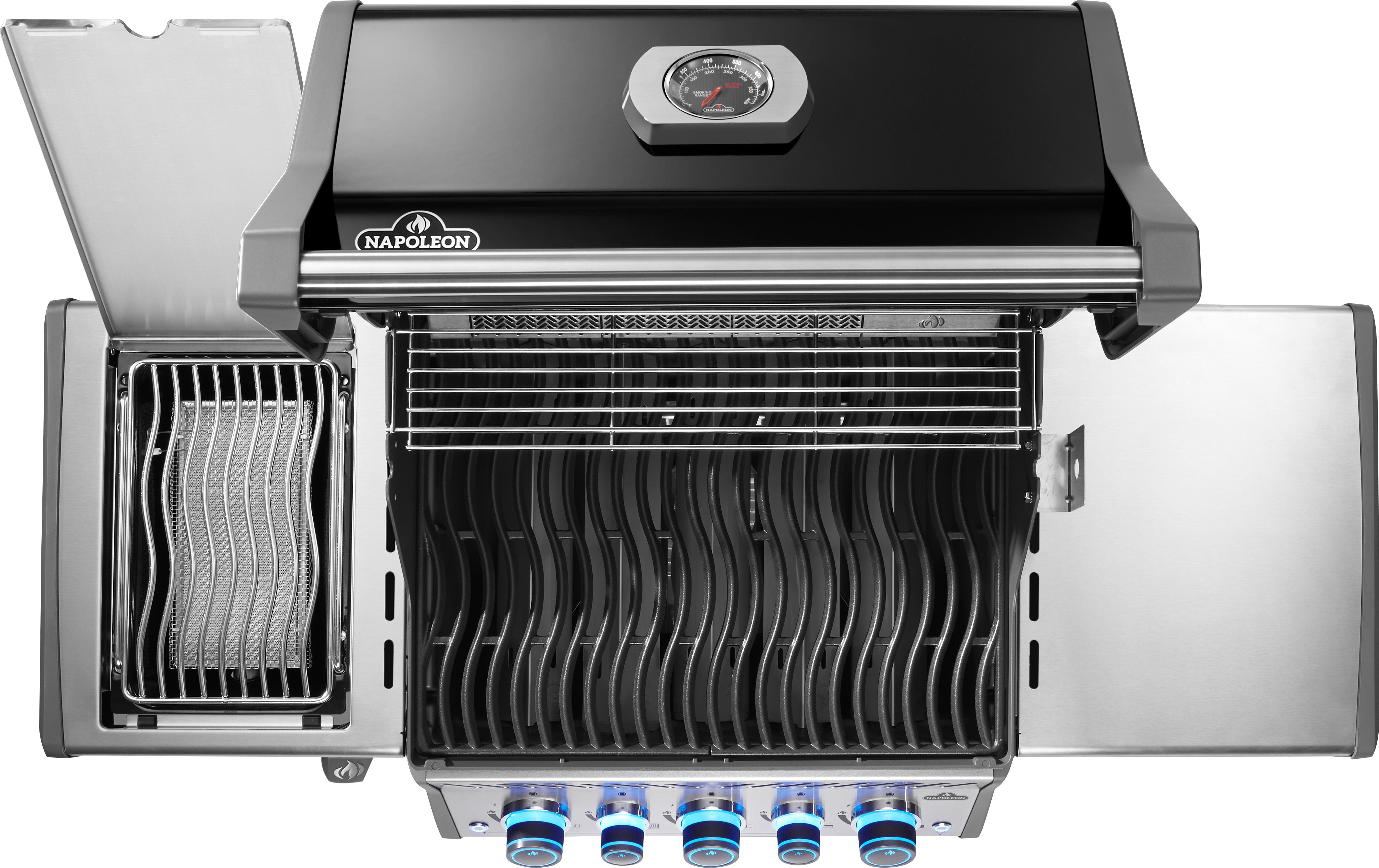 Napoleon Rogue PRO-S 425 con griglie in ghisa, nero, incluso spiedo per girarrosto