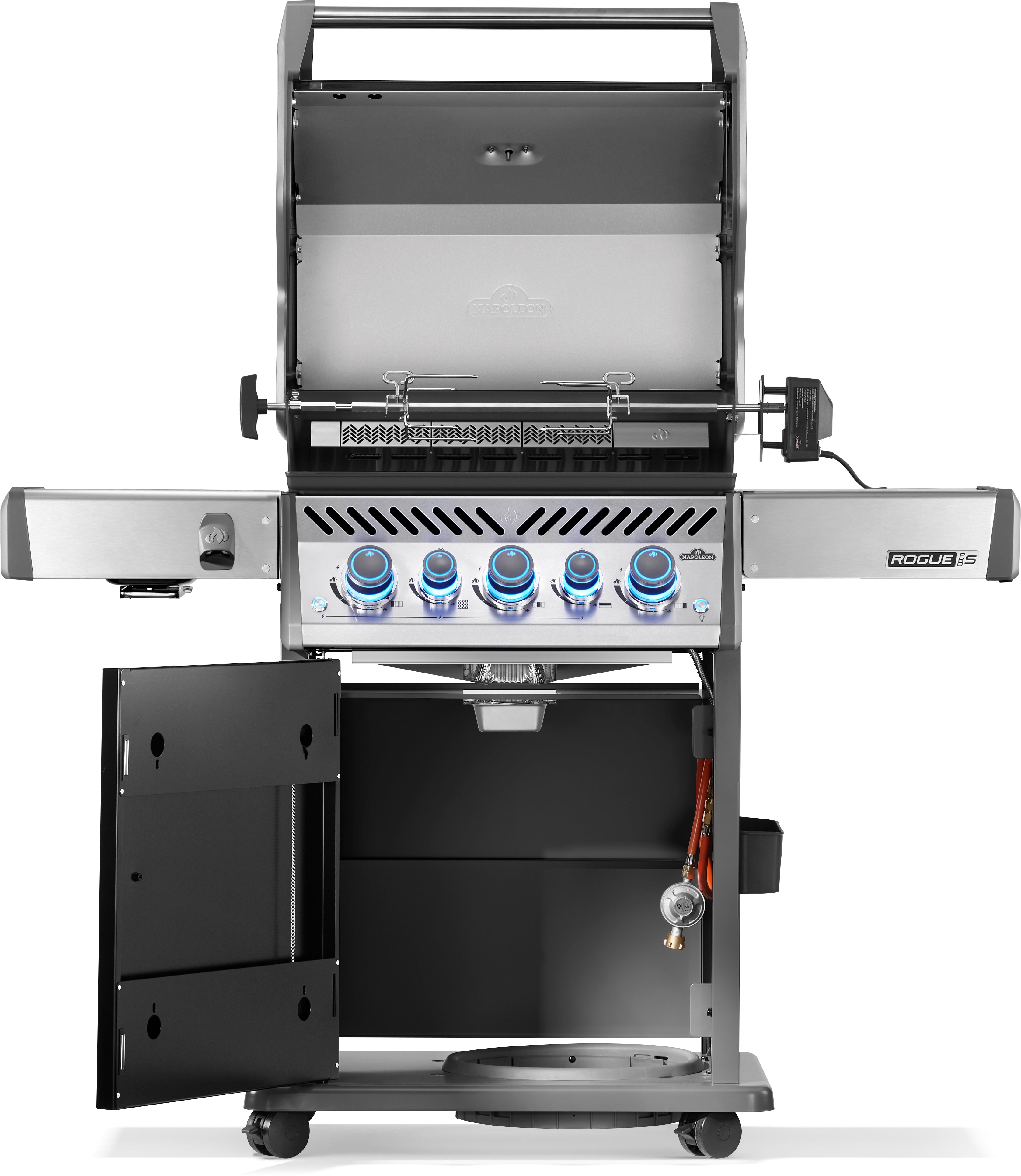 Napoleon Rogue PRO-S 425 con griglie in ghisa, nero, incluso spiedo per girarrosto