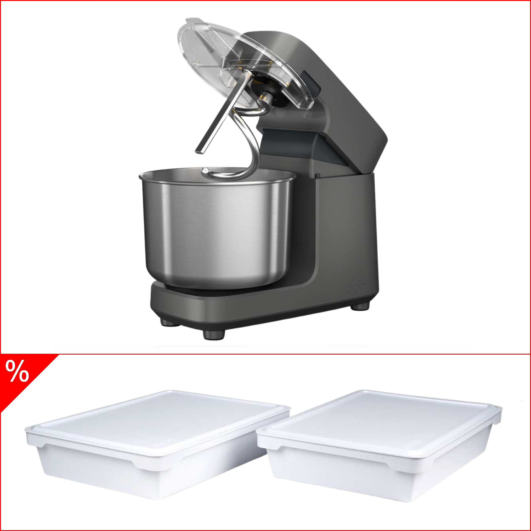 Ooni Halo Pro Spiral-Knetmaschine - Charcoal Grey inkl. Teigbox 2er Set