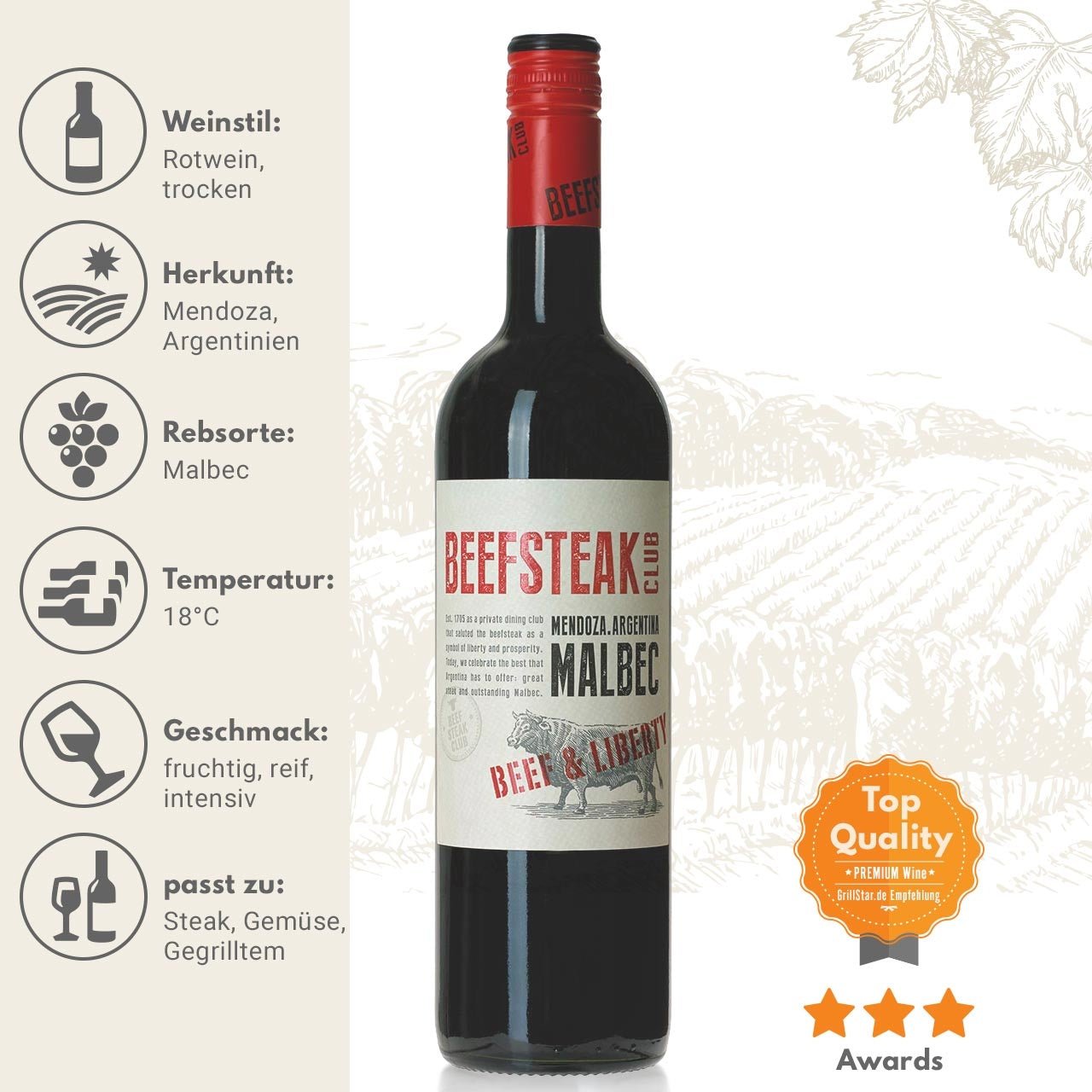 Beefsteak Club Beef & Liberty Malbec - Grillstar.deBeefsteak Club Beef & Liberty MalbecBeefsteak ClubGrillstar.de6010205011932012325