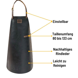 Tablier en cuir travaillé, noir