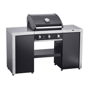 Grandhall Premium G3 Island, Gasgrill-Insel mit 3 Brennern + Seitenbrenner, Schwarz - Ansicht 1
