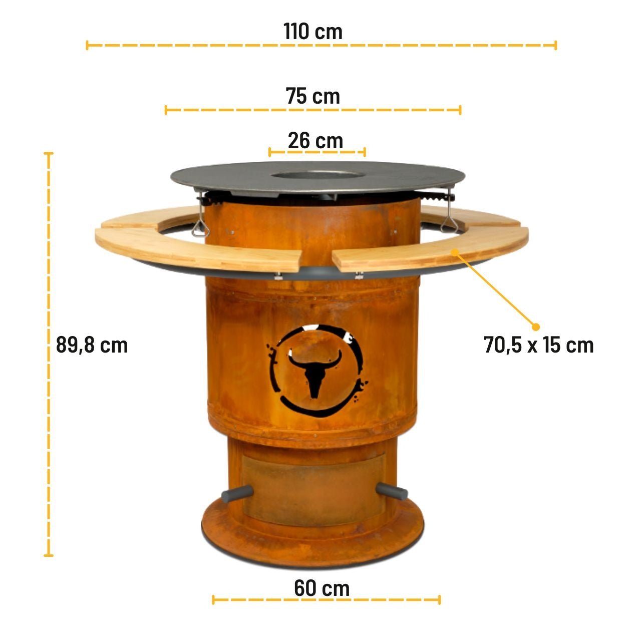 Moesta Bandit FirePlace incl. bamboo shelves & BBQ disk