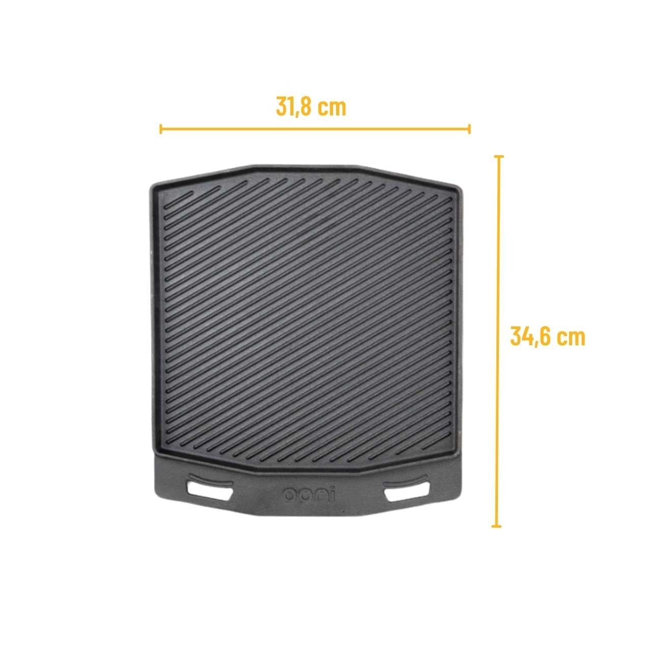 Maße Ooni Gusseisenpfanne - doppelseitige Grizzler-Platte UU-P0A000