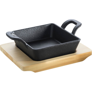 ALL’GRILL Gusseisenpfanne, mit Holzuntersetzer quadratisch