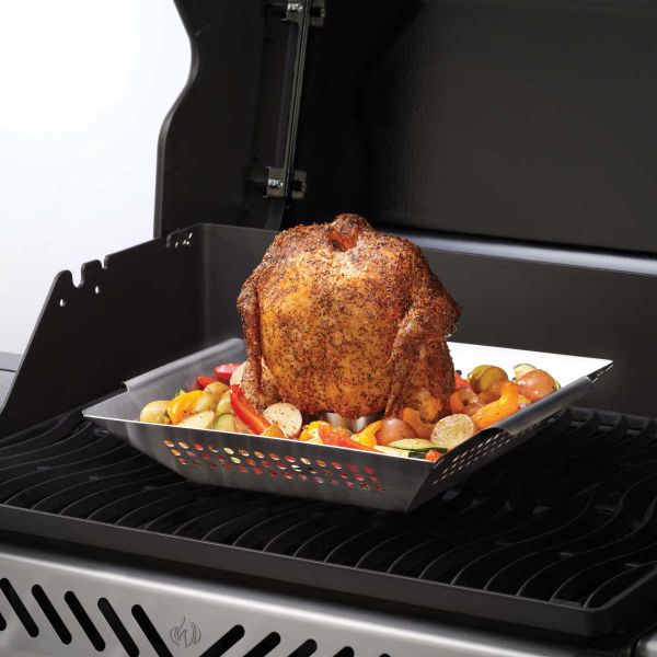 Napoleon poultry holder & wok, stainless steel