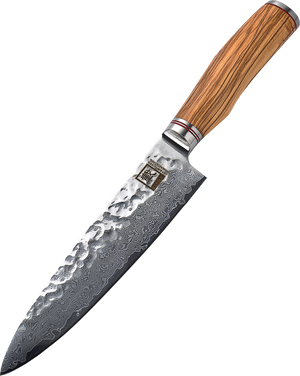 Zayiko Damascus chef's knife, "Olive" series
