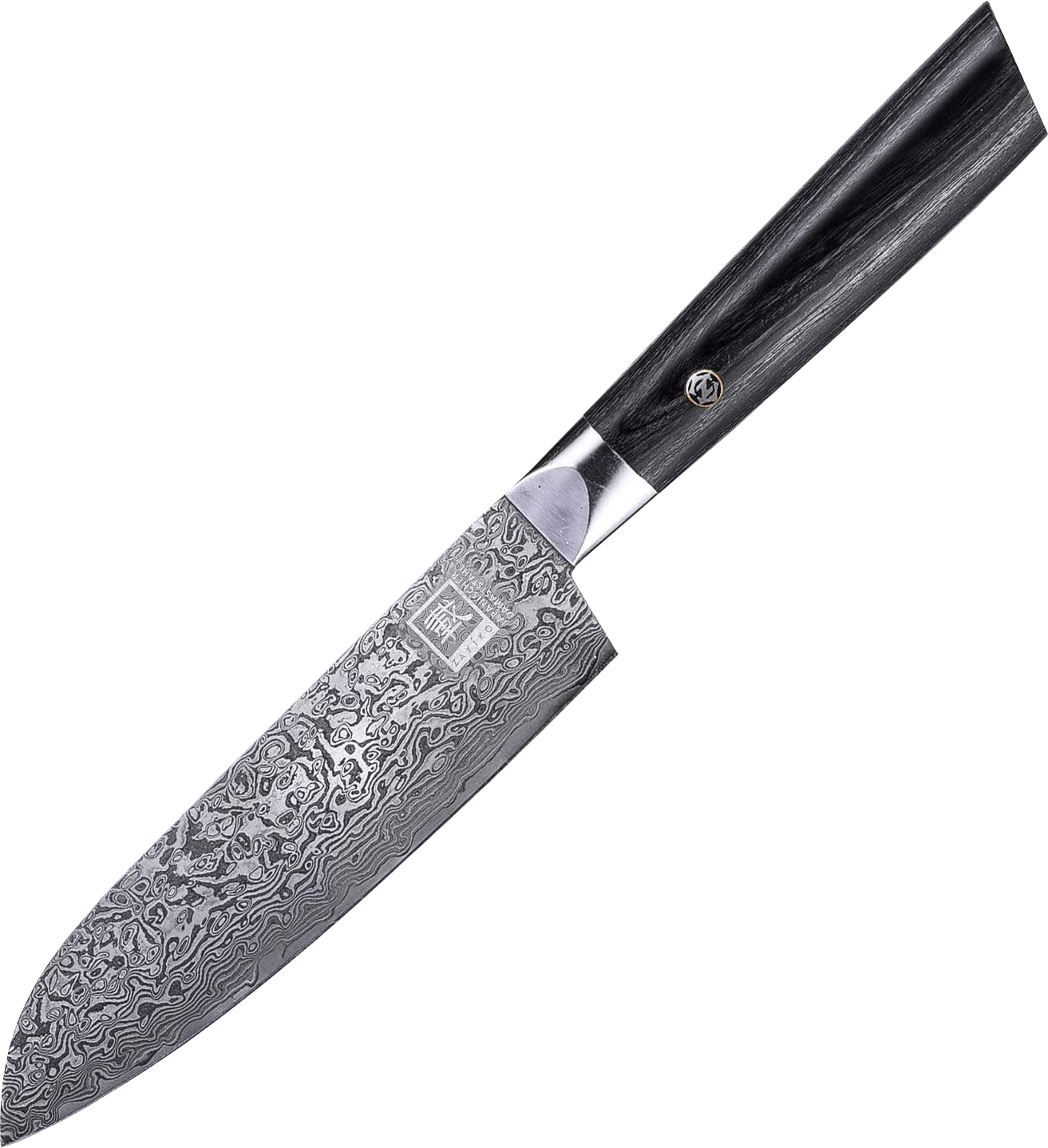 Zayiko Damascus, mały nóż Santoku, seria "Black"