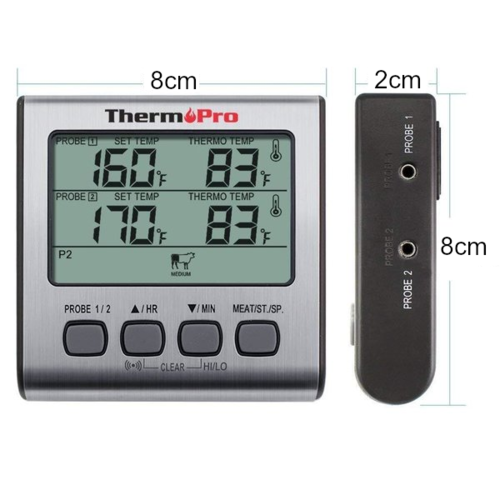 Abmessungen ThermoPro TP17 Kernthermometer, 2 Messfühler